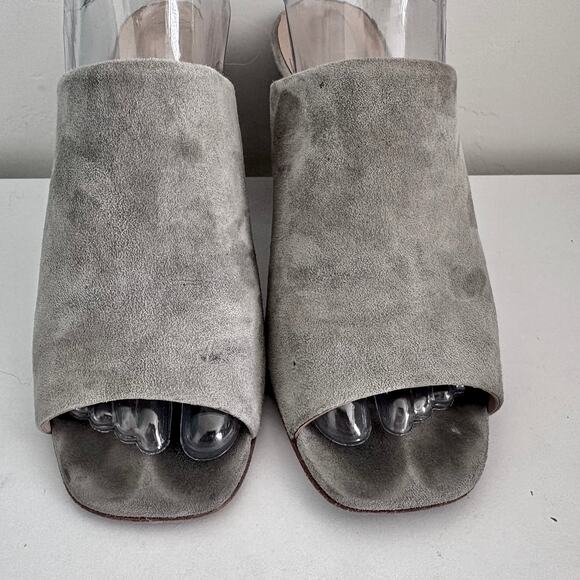 Anthropologie Charlotte Stone Morely Grey Suede Mules Heel 9 - Picture 5 of 9